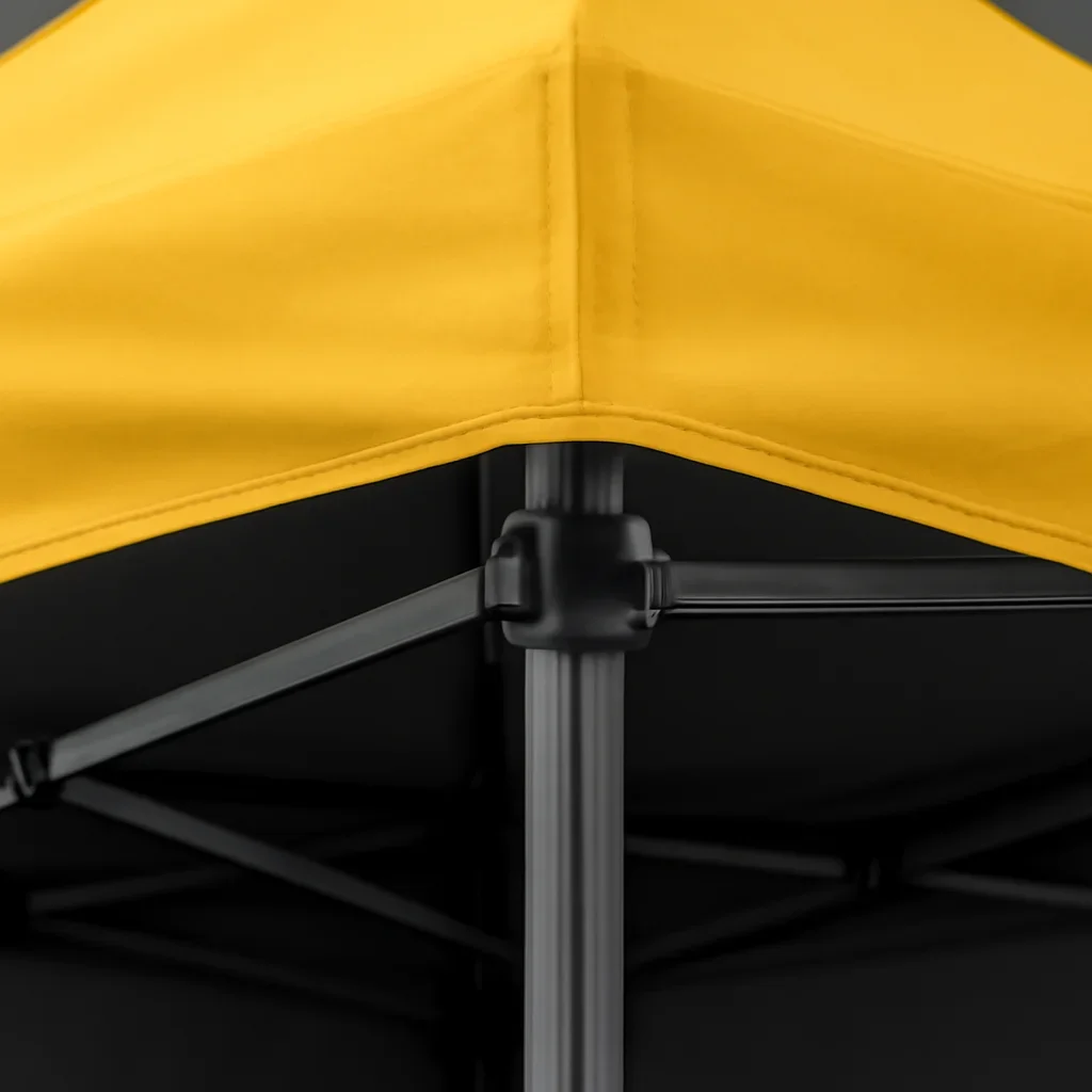 Close view of 20x20 canopy tents materials, frame, or setup details