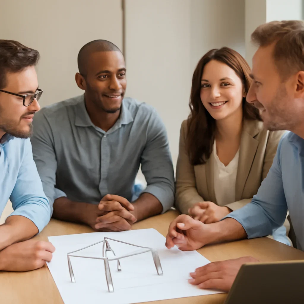 Team discussing home depot canopy tent alternative options before ordering