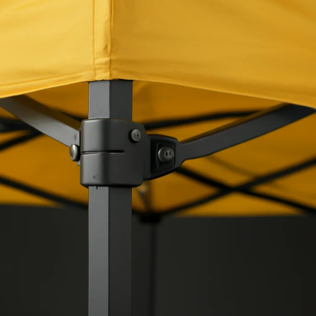 Close view of walmart canopy tent alternative materials, frame, or setup details