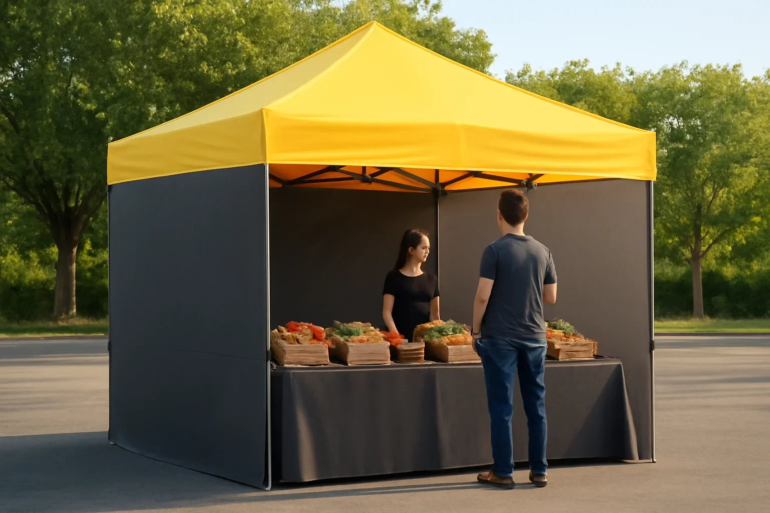 Canopy Tent Sidewalls: When You Need Them and When You Don’t setup showing a commercial canopy tent in use