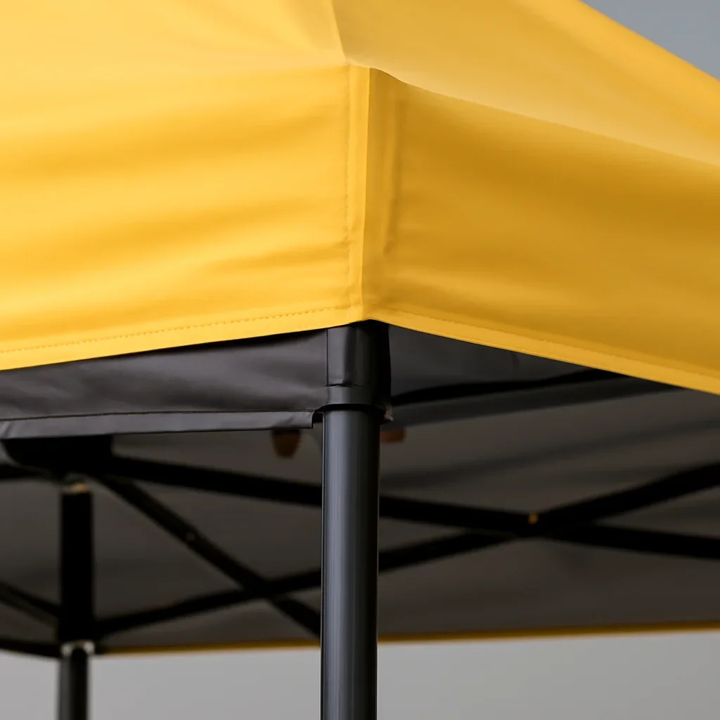 Close view of the best canopy tent for sports teams and sideline use materials, frame, or setup details