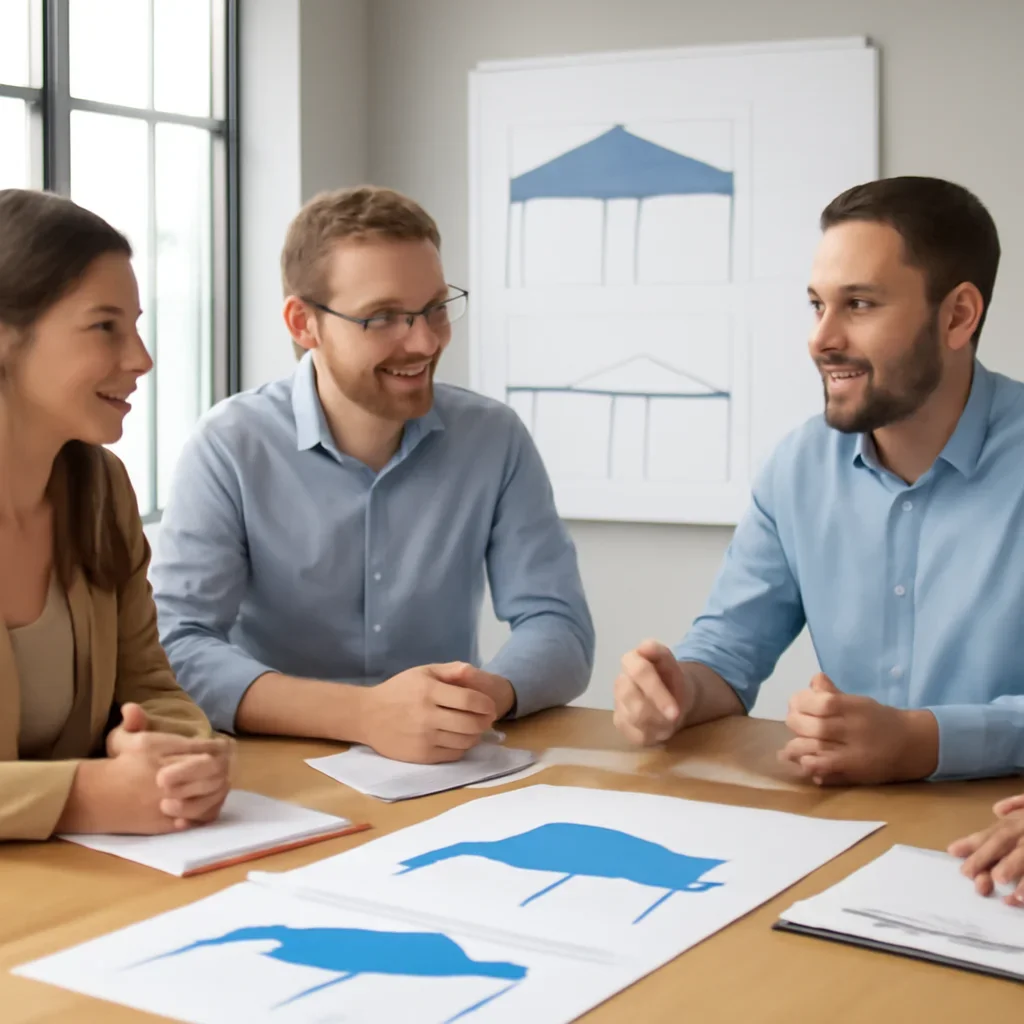 Team discussing what makes a canopy tent good for rental company inventory? options before ordering