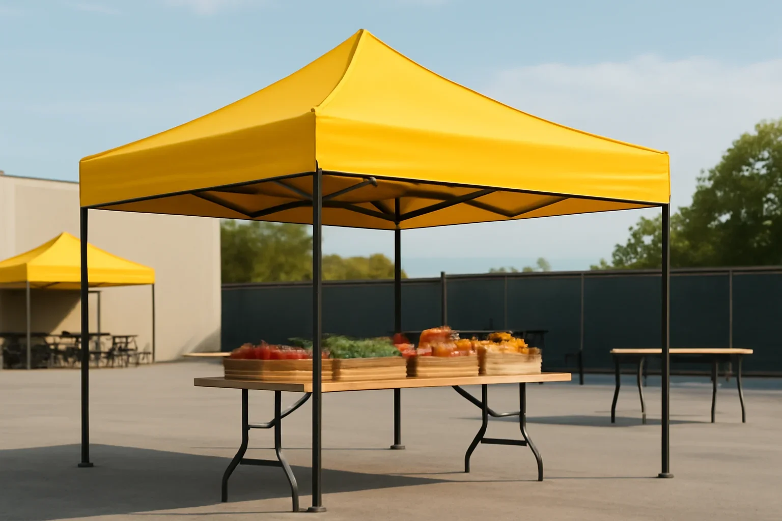 Store-Bought Canopy Tent Alternatives setup showing a commercial canopy tent in use