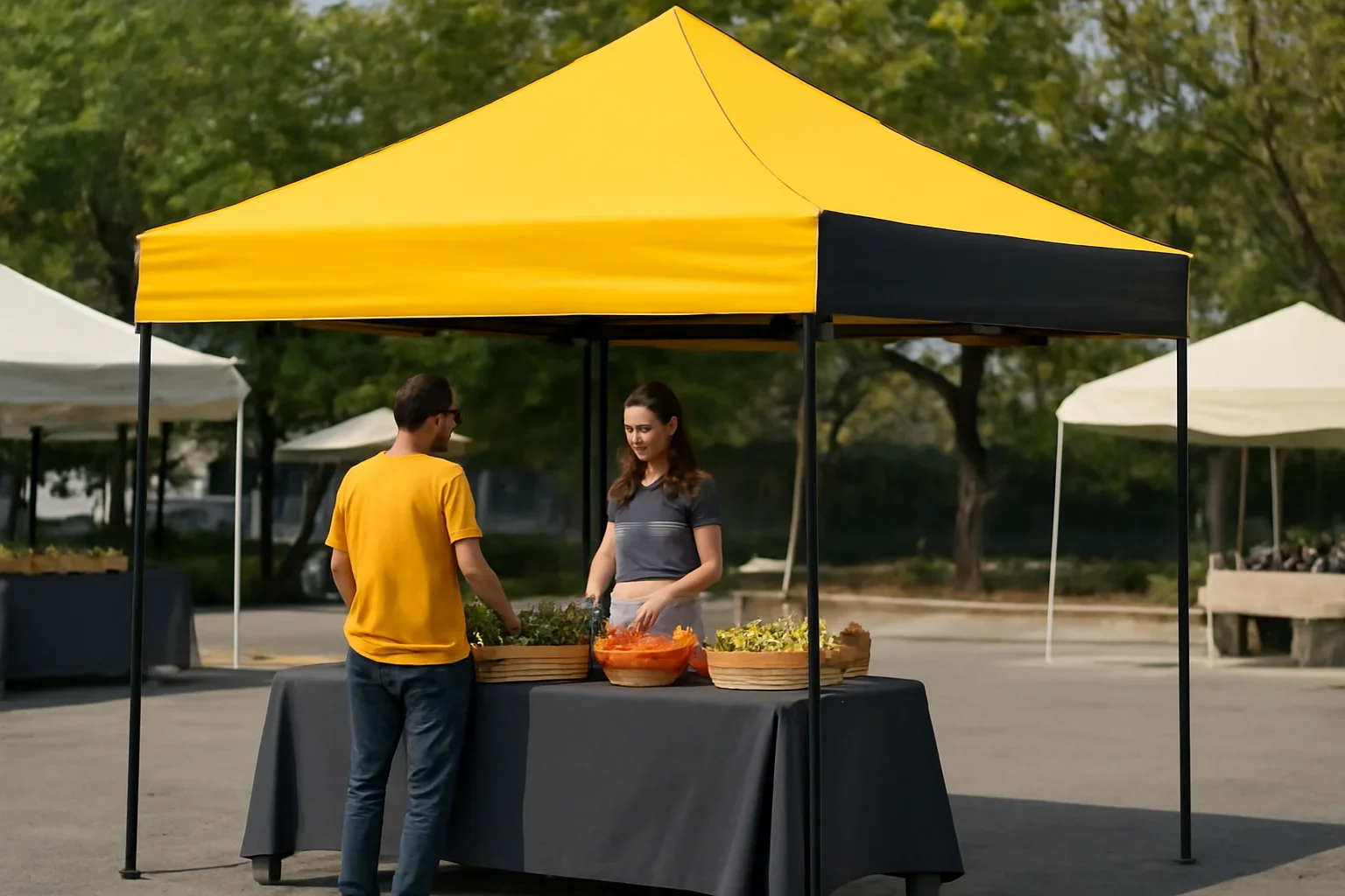 Custom 10x10 Canopy Tents setup showing a commercial canopy tent in use