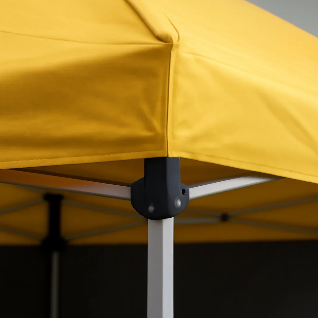Close view of custom 10x20 canopy tents materials, frame, or setup details