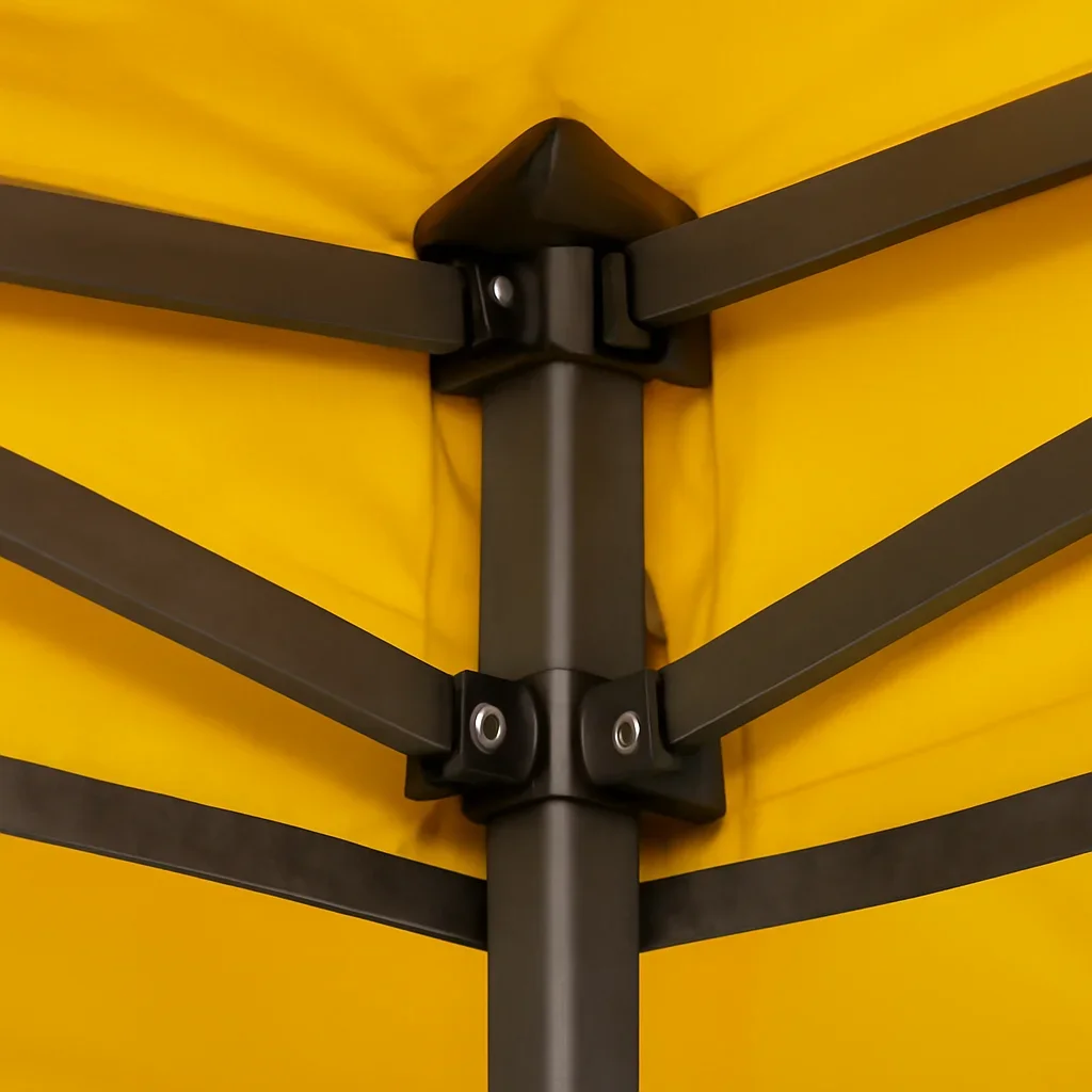 Close view of heavy duty canopy tents materials, frame, or setup details