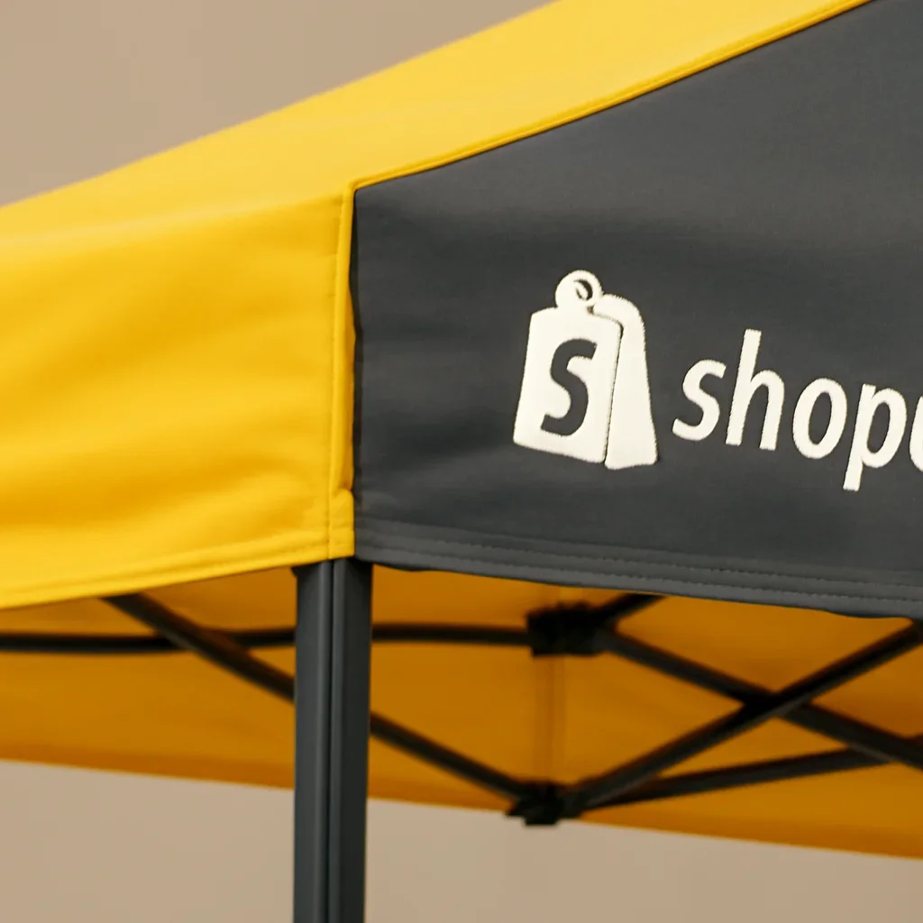 Close view of shopify integration materials, frame, or setup details