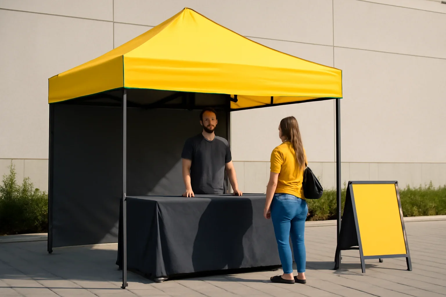 Pricing setup showing a commercial canopy tent in use