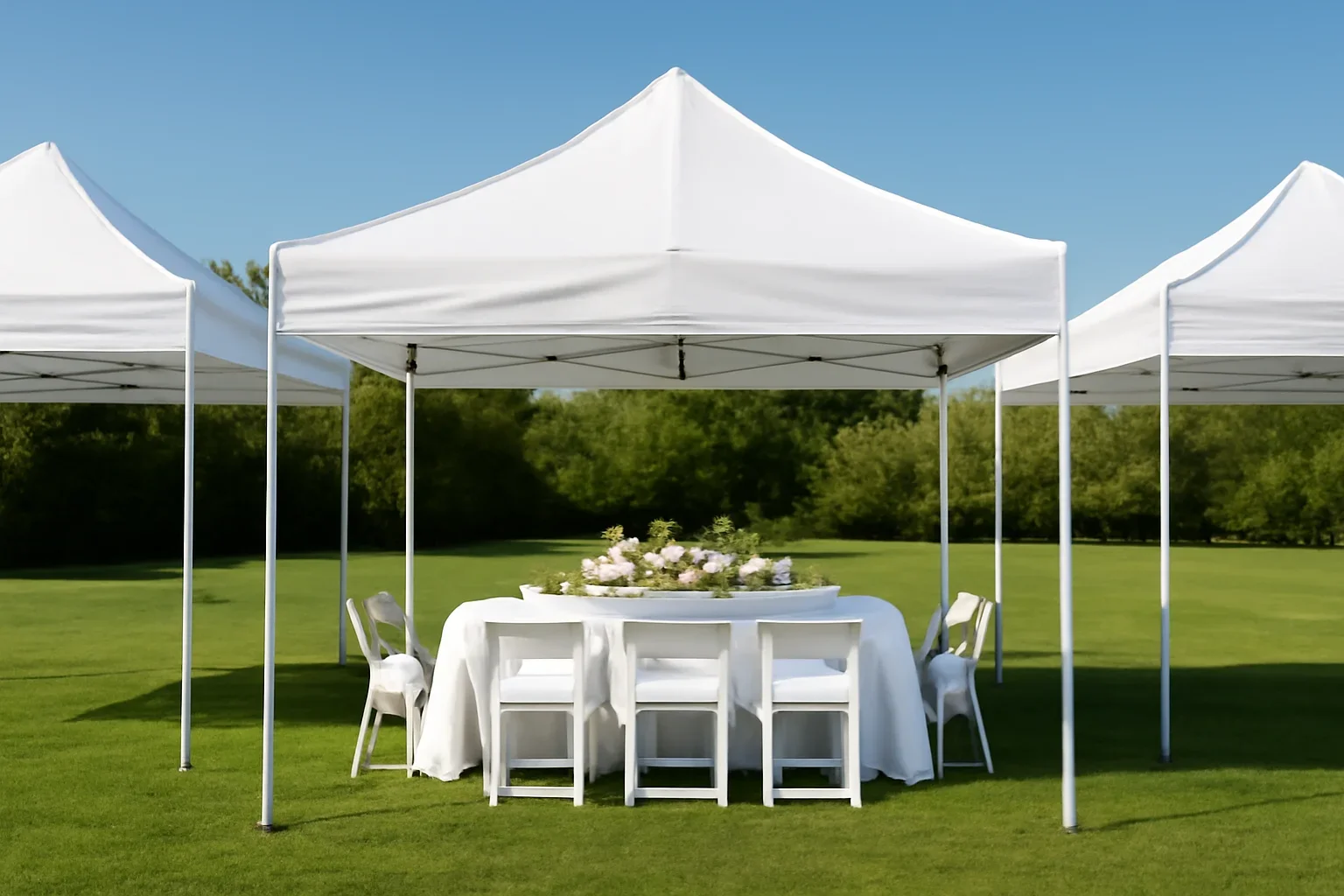 White Canopy Tents setup showing a commercial canopy tent in use